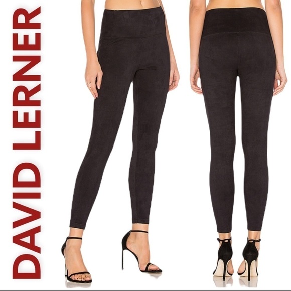 DAVID LERNER Elliott Micro Suede Soft Black Leggings, Size Small - Picture 1 of 12